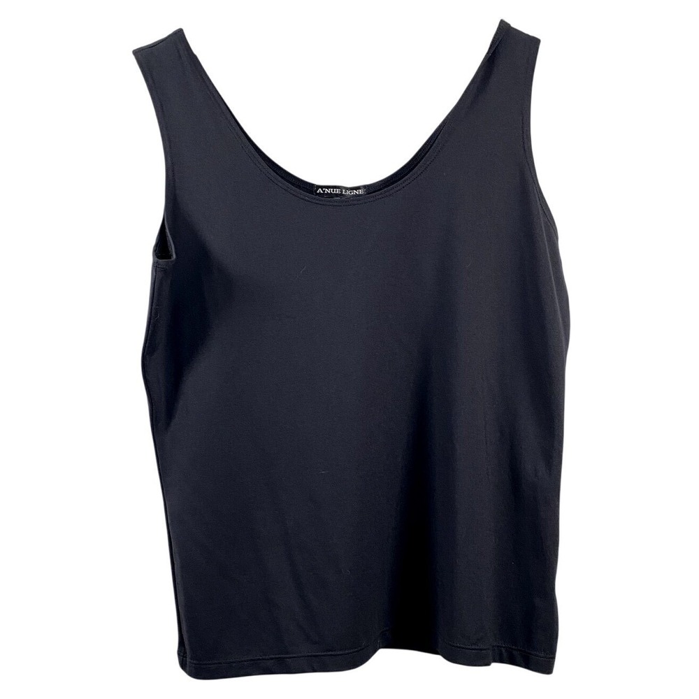 A'Nue Ligne Womens Round Neck Tank Top size L Black